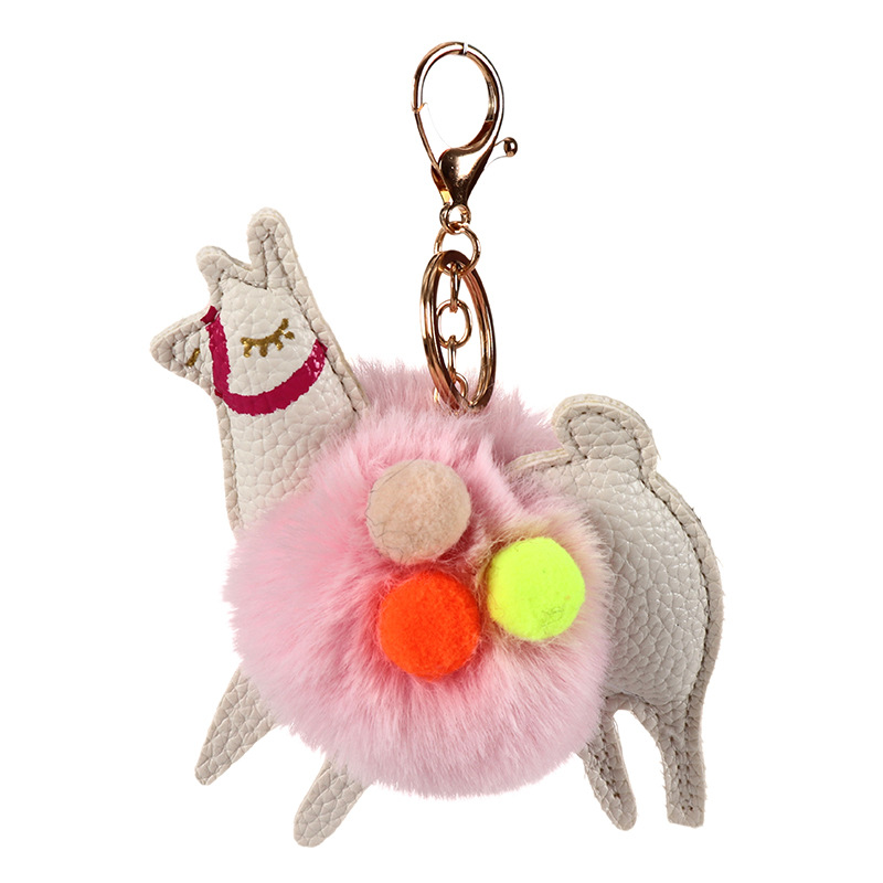 Creative Best-Seller Cute Alpaca Fur Ball Keychain Car Handbag Decorative Pendant Jewelry Hang Decorations Wholesale