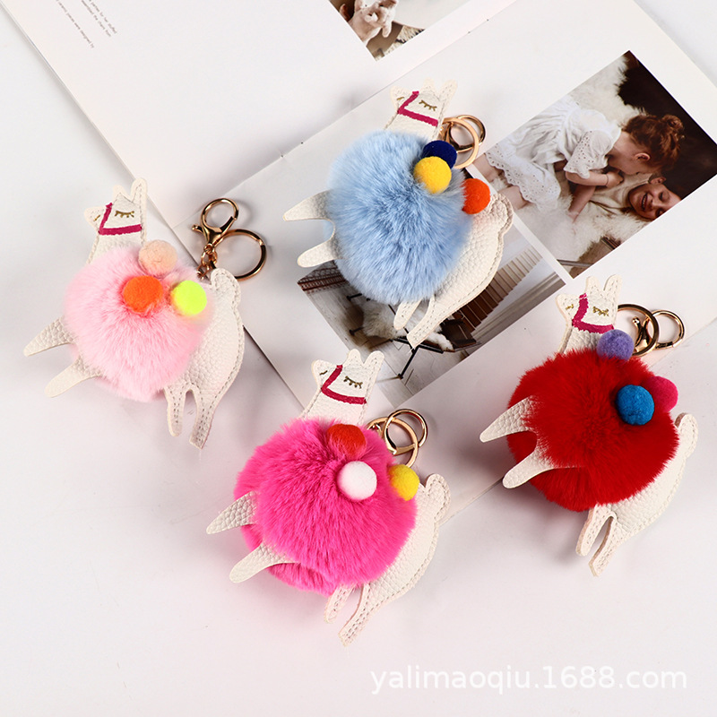 Creative Best-Seller Cute Alpaca Fur Ball Keychain Car Handbag Decorative Pendant Jewelry Hang Decorations Wholesale Creative Best-Seller Cute Alpaca Fur Ball Keychain Car Handbag Decorative Pendant Jewelry Hang Decorations Wholesale