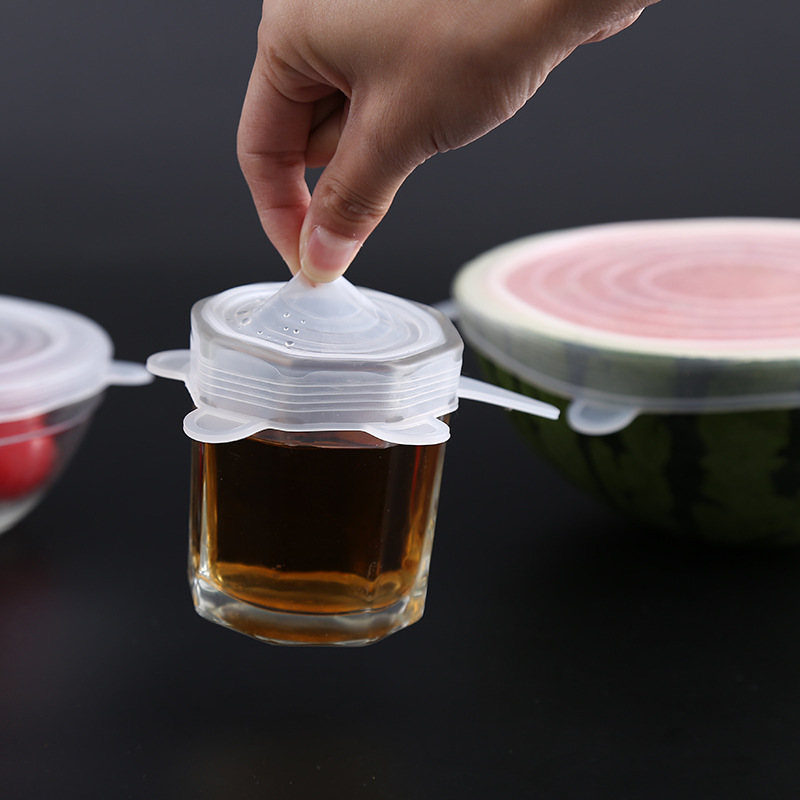 Silicone 6-Piece Set Fresh Cover Multi-Functional Leak-Proof Plastic Wrap Multi-Functional Silicone Cup for Water Dust Cover Bowl Cover