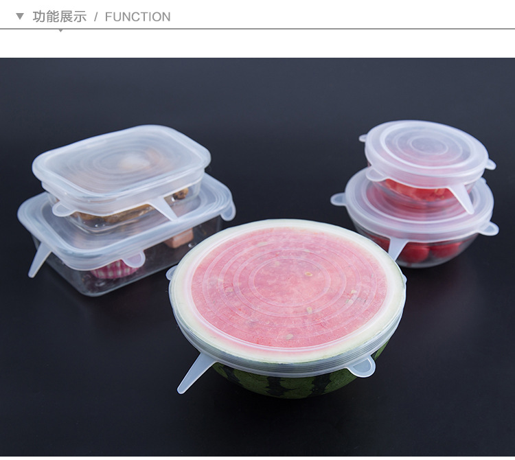Silicone 6-Piece Set Fresh Cover Multi-Functional Leak-Proof Plastic Wrap Multi-Functional Silicone Cup for Water Dust Cover Bowl Cover