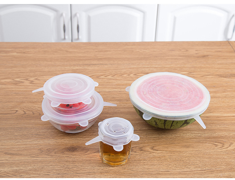 Silicone 6-Piece Set Fresh Cover Multi-Functional Leak-Proof Plastic Wrap Multi-Functional Silicone Cup for Water Dust Cover Bowl Cover