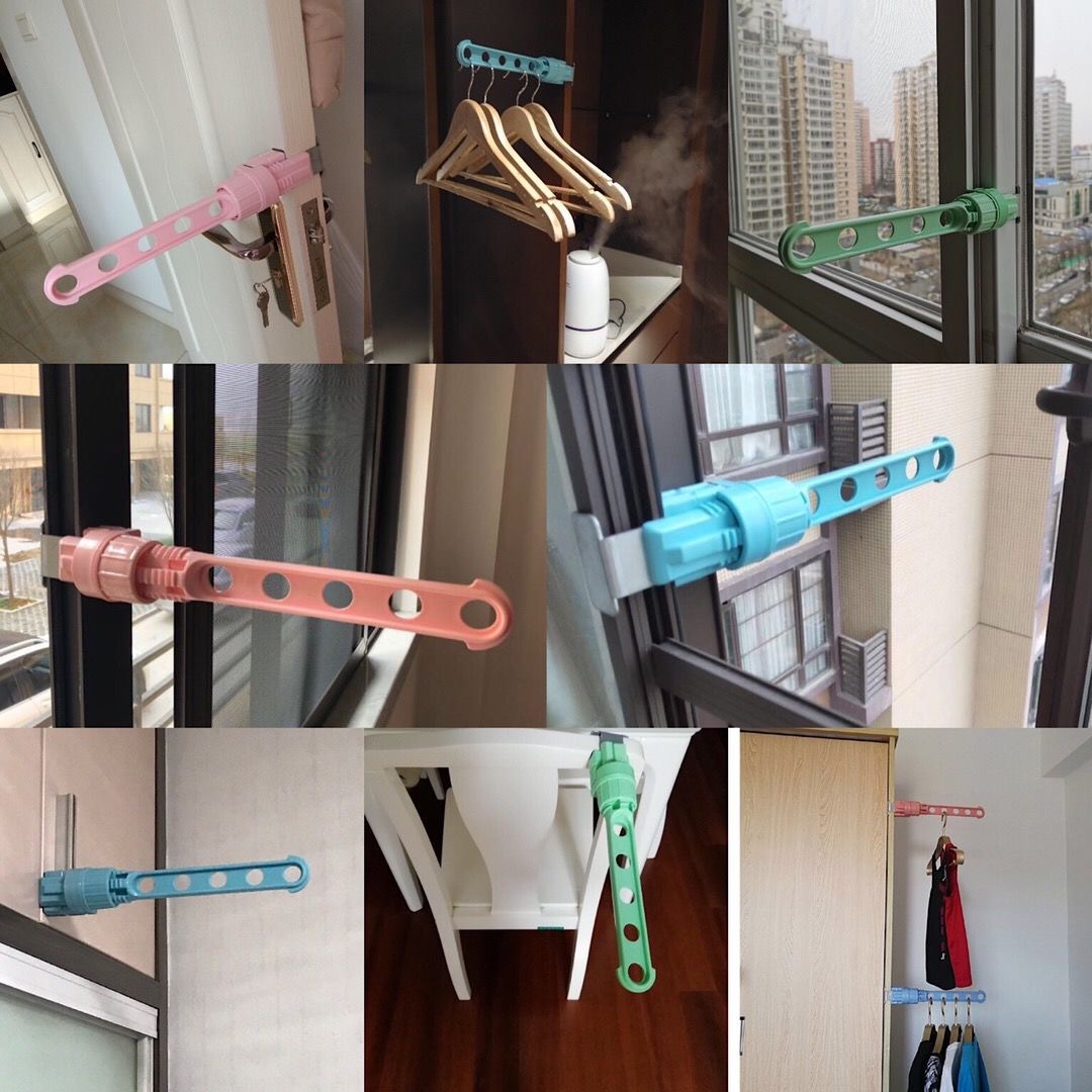 Window Frame Clothes Hanger Snap-on No Punching Hang Window Air Clothes Essential Travel Portable Six-Hole Five-Hole Clothes Hanger