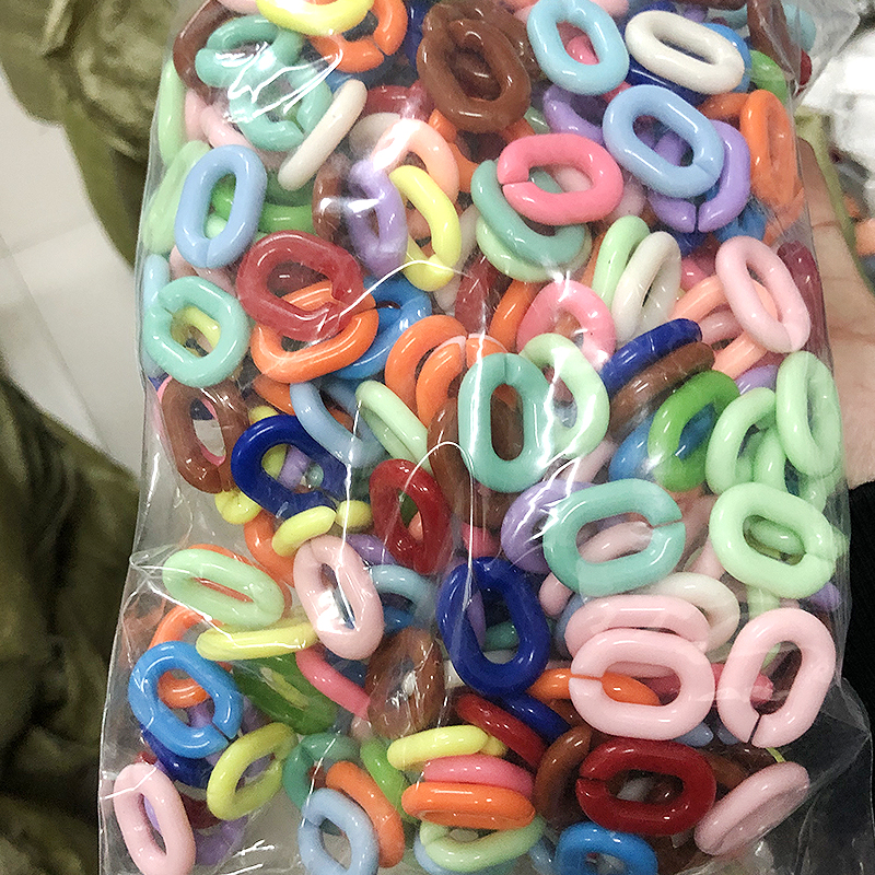 Acrylic Solid Color Opening Combination Chain Buckle Eyeglasses Chain Plastic Broken Ring Bag Handmade DIY Jewelry Hang Decorations