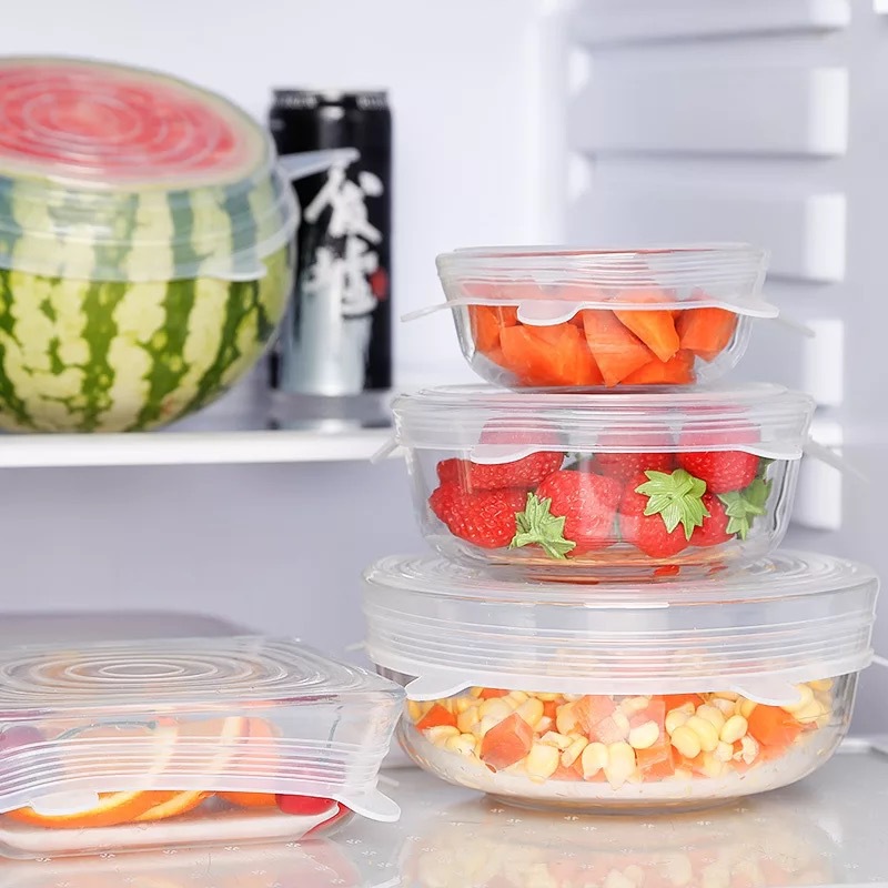 Transparent cover manufacturers direct sales of 6 sets of silicone fresh cover food plastic wrap elastic stretch seal