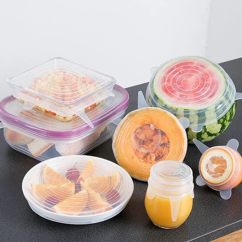 Transparent cover manufacturers direct sales of 6 sets of silicone fresh cover food plastic wrap elastic stretch seal