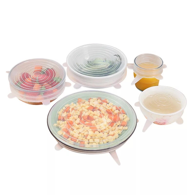 Transparent cover manufacturers direct sales of 6 sets of silicone fresh cover food plastic wrap elastic stretch seal