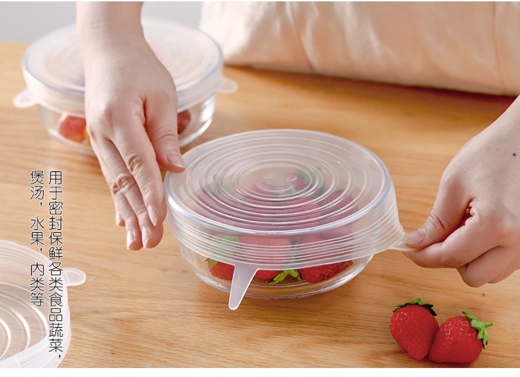 Transparent cover manufacturers direct sales of 6 sets of silicone fresh cover food plastic wrap elastic stretch seal