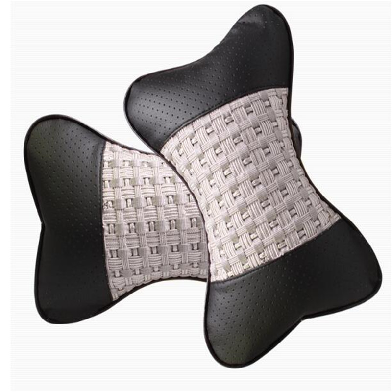 Foreign trade hot style automobile headrest hang embroidery dani pu leather punched hole neck protection pillow Foreign trade hot style automobile headrest hang embroidery dani pu leather punched hole neck protection pillow