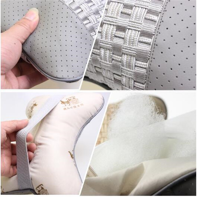 Foreign trade hot style automobile headrest hang embroidery dani pu leather punched hole neck protection pillow Foreign trade hot style automobile headrest hang embroidery dani pu leather punched hole neck protection pillow