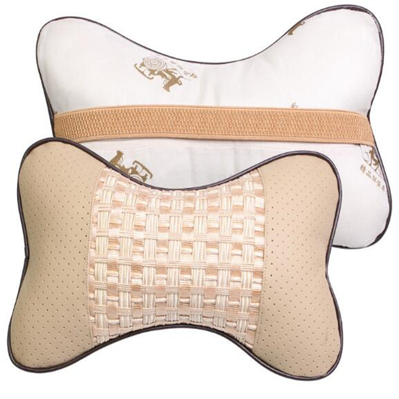 Foreign trade hot style automobile headrest hang embroidery dani pu leather punched hole neck protection pillow Foreign trade hot style automobile headrest hang embroidery dani pu leather punched hole neck protection pillow