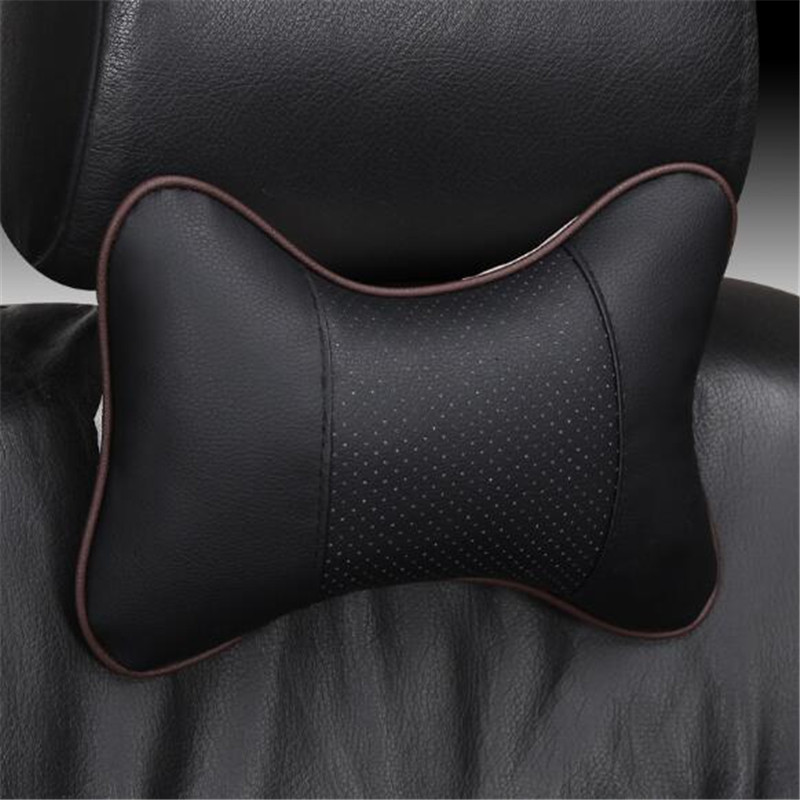 Foreign trade hot style automobile headrest hang embroidery dani pu leather punched hole neck protection pillow Foreign trade hot style automobile headrest hang embroidery dani pu leather punched hole neck protection pillow