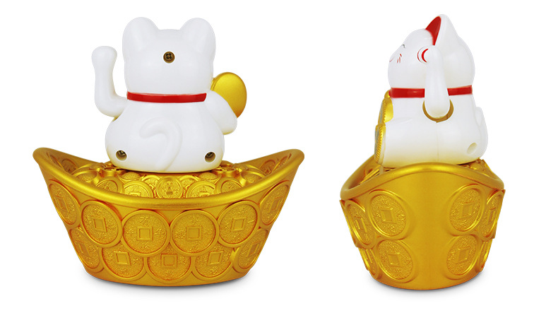 Japanese Ingot Solar Waving Paws Fortune Cat Wholesale Home Fortune Waving Cat Car Decoration New Year Gift