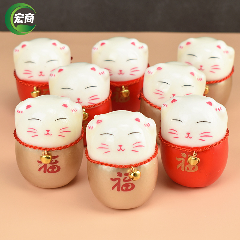Holiday Decoration Lucky Cat Fortune Bucket Holly White Willow Pendant New Year Lunar New Year Flower Decorative Foam Lucky Cat