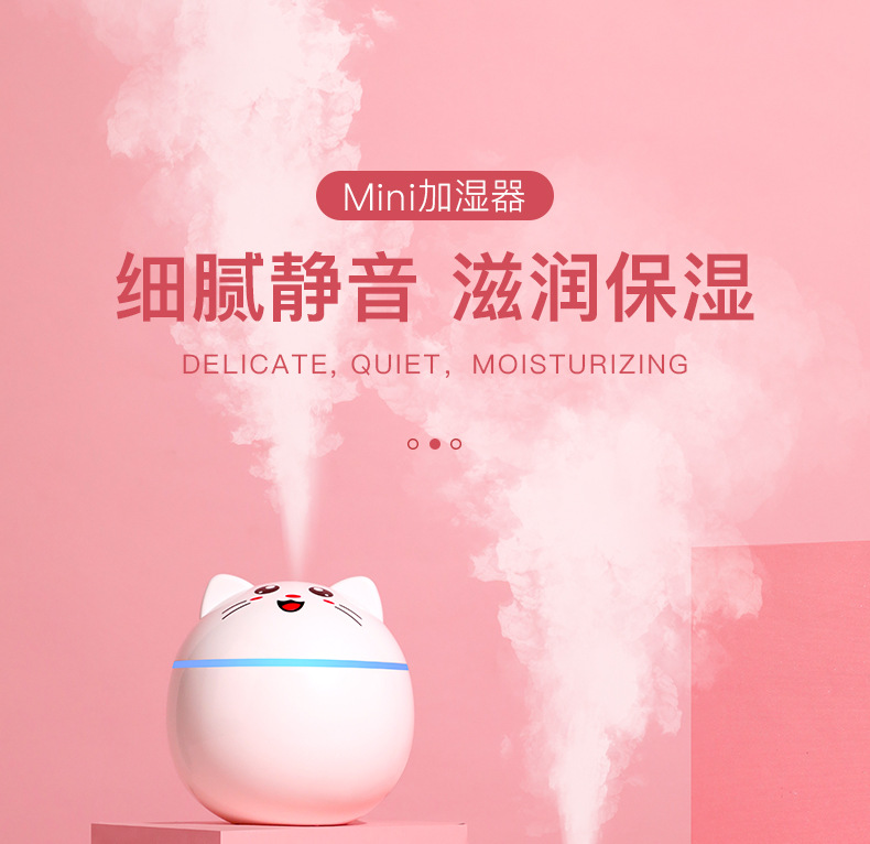 Household Mini Humidifier Small USB Home Water Sprayer Office Mute Aromatherapy Fortune Cat Humidifier