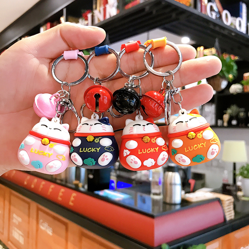Plastic Drop Fortune Cat Keychain PVC Cartoon Schoolbag Pendant Creative Small Gift Internet Hot Key Ring Customization Plastic Drop Fortune Cat Keychain PVC Cartoon Schoolbag Pendant Creative Small Gift Internet Hot Key Ring Customization