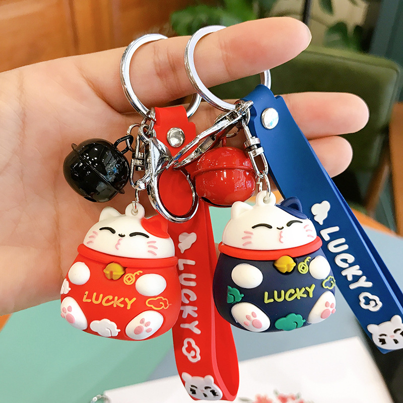 Plastic Drop Fortune Cat Keychain PVC Cartoon Schoolbag Pendant Creative Small Gift Internet Hot Key Ring Customization Plastic Drop Fortune Cat Keychain PVC Cartoon Schoolbag Pendant Creative Small Gift Internet Hot Key Ring Customization