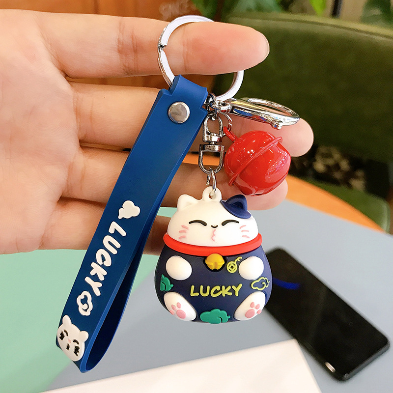 Plastic Drop Fortune Cat Keychain PVC Cartoon Schoolbag Pendant Creative Small Gift Internet Hot Key Ring Customization Plastic Drop Fortune Cat Keychain PVC Cartoon Schoolbag Pendant Creative Small Gift Internet Hot Key Ring Customization
