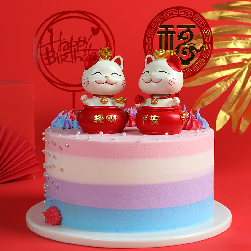 Office Home Decoration New Store Opening Creative Fortune Cat Small Car Center Console Decoration Nordic Blind Box