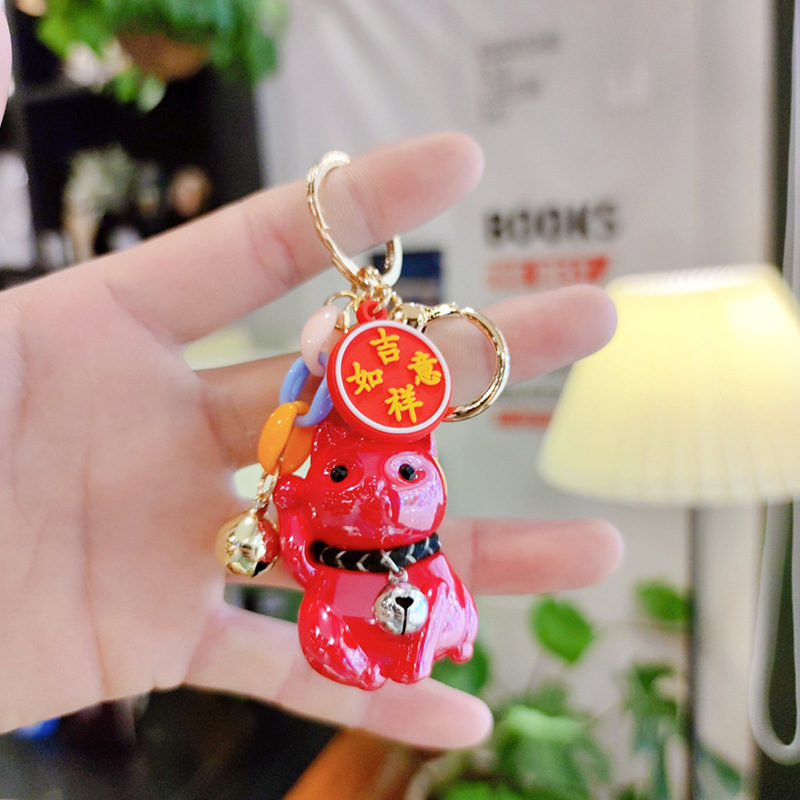 Acrylic Pearl Fortune Cat Keychain Couple Men and Women Handbag Pendant Wholesale Little Creative Gifts Gift