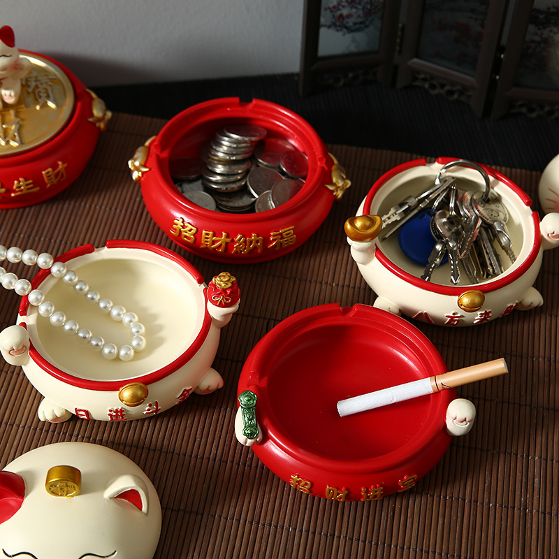 Home Office Decoration Resin Crafts Fortune Cat Ashtray Storage Box NAFU Creative Personality Spot
