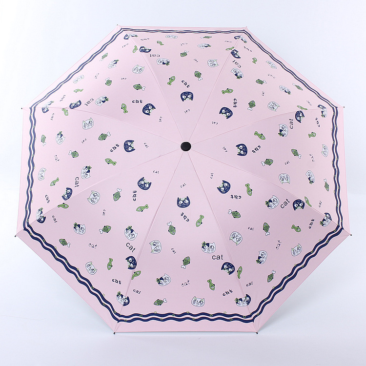 Fortune cat cartoon three fold eversion umbrella black oprene sun block folding sun umbrella shade umbrella Fortune cat cartoon three fold eversion umbrella black oprene sun block folding sun umbrella shade umbrella