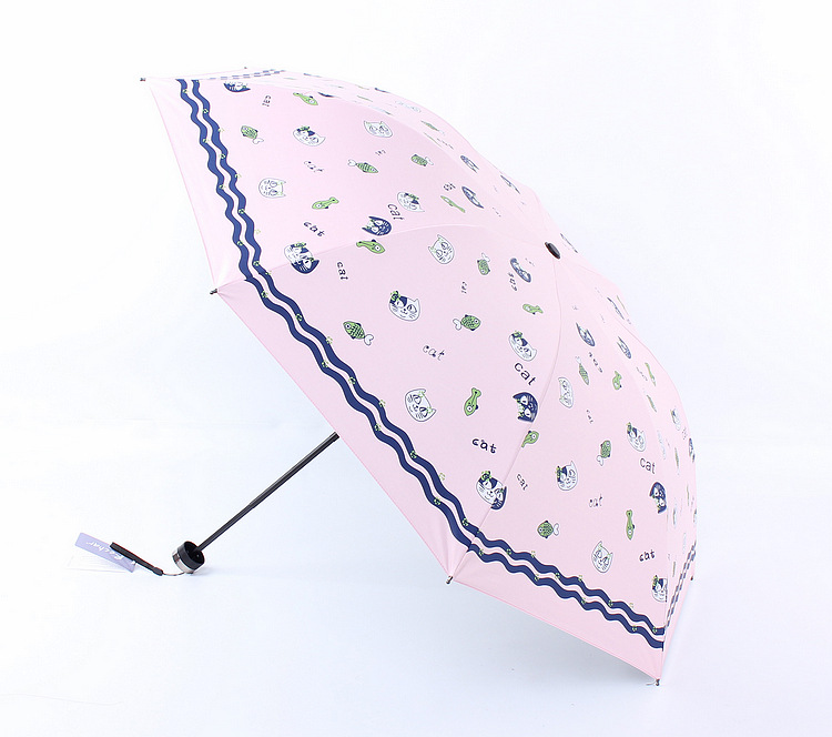 Fortune cat cartoon three fold eversion umbrella black oprene sun block folding sun umbrella shade umbrella Fortune cat cartoon three fold eversion umbrella black oprene sun block folding sun umbrella shade umbrella