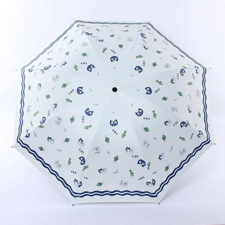 Fortune cat cartoon three fold eversion umbrella black oprene sun block folding sun umbrella shade umbrella Fortune cat cartoon three fold eversion umbrella black oprene sun block folding sun umbrella shade umbrella