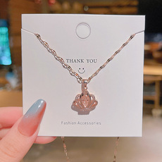 INS Trendy Korean Style Fortune Cat Titanium Steel Necklace Female 2021 TikTok Same Design Sense Valentine Gift Clavicle Chain