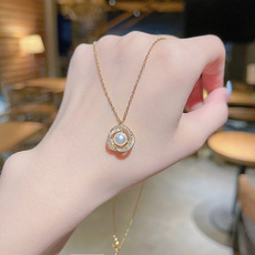 INS Trendy Korean Style Fortune Cat Titanium Steel Necklace Female 2021 TikTok Same Design Sense Valentine Gift Clavicle Chain