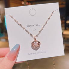 INS Trendy Korean Style Fortune Cat Titanium Steel Necklace Female 2021 TikTok Same Design Sense Valentine Gift Clavicle Chain