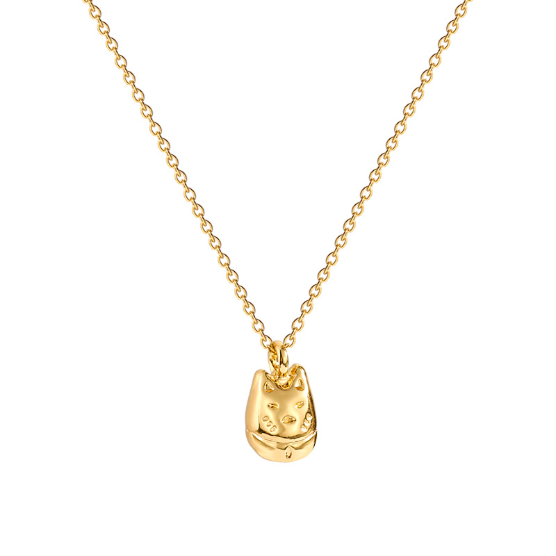 INS Trendy Korean Style Fortune Cat Titanium Steel Necklace Female 2021 TikTok Same Design Sense Valentine Gift Clavicle Chain