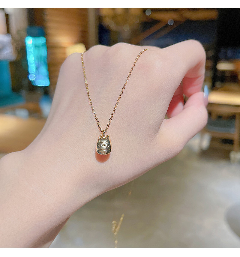 INS Trendy Korean Style Fortune Cat Titanium Steel Necklace Female 2021 TikTok Same Design Sense Valentine Gift Clavicle Chain