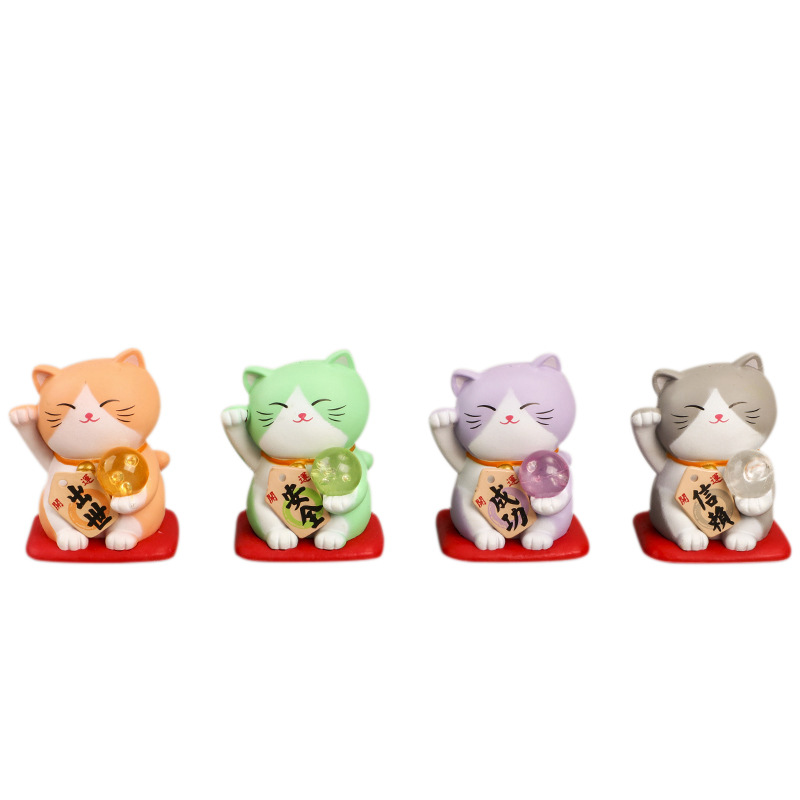 7 Cartoon Fortune Cat Doll Decoration Creative Lucky Blessing Car Cute Small Gift Cake Decoration