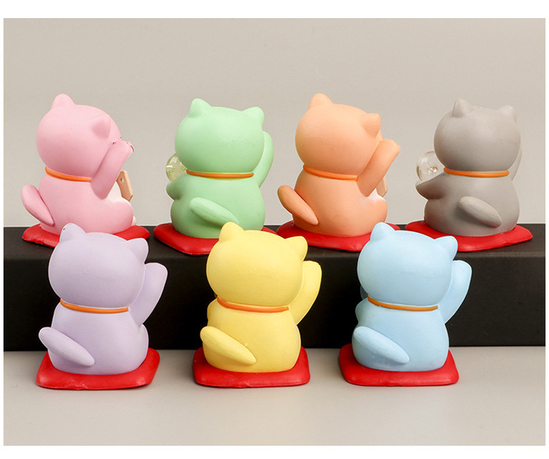 7 Cartoon Fortune Cat Doll Decoration Creative Lucky Blessing Car Cute Small Gift Cake Decoration