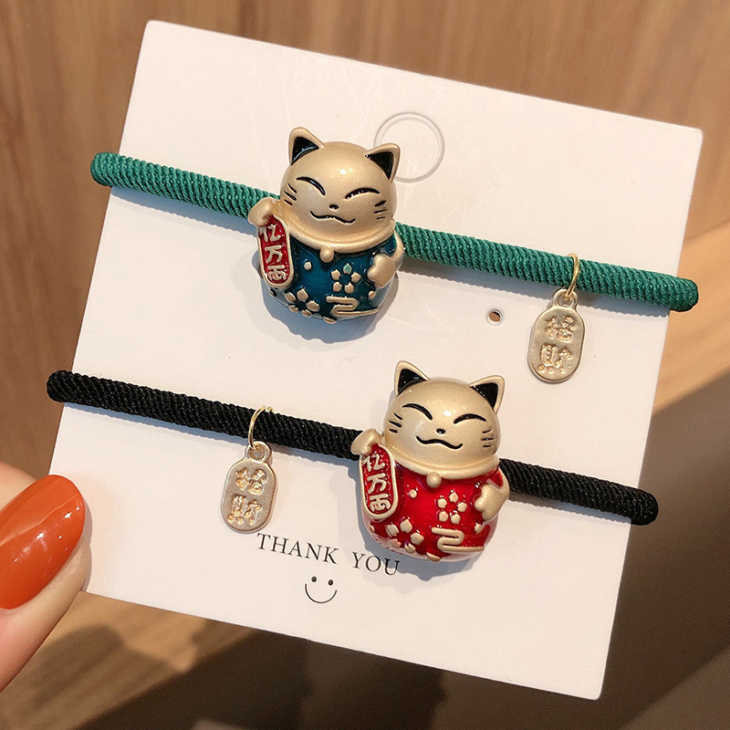 The New Year cute fortune cat hair rope female Korea east gate rubber band hair rope headwear girl hair leather cover hair ring