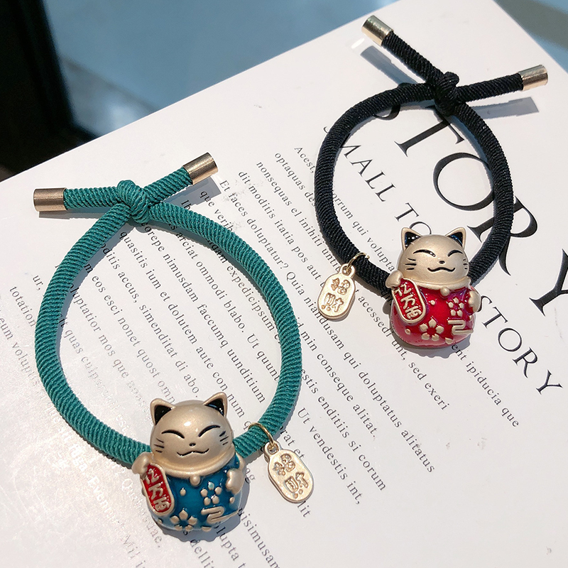 The New Year cute fortune cat hair rope female Korea east gate rubber band hair rope headwear girl hair leather cover hair ring