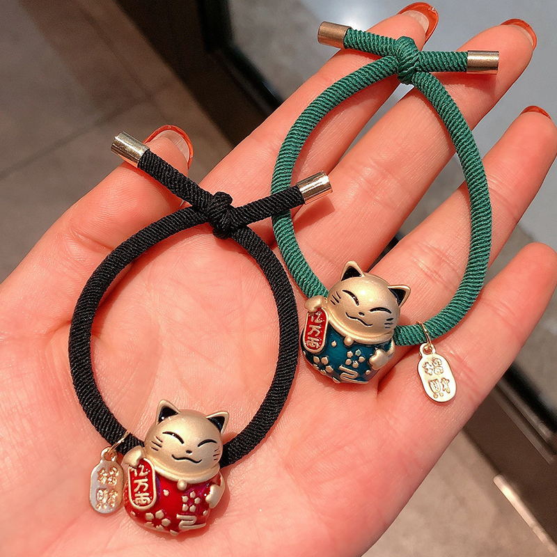 The New Year cute fortune cat hair rope female Korea east gate rubber band hair rope headwear girl hair leather cover hair ring