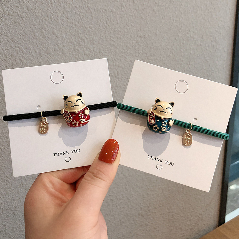 The New Year cute fortune cat hair rope female Korea east gate rubber band hair rope headwear girl hair leather cover hair ring