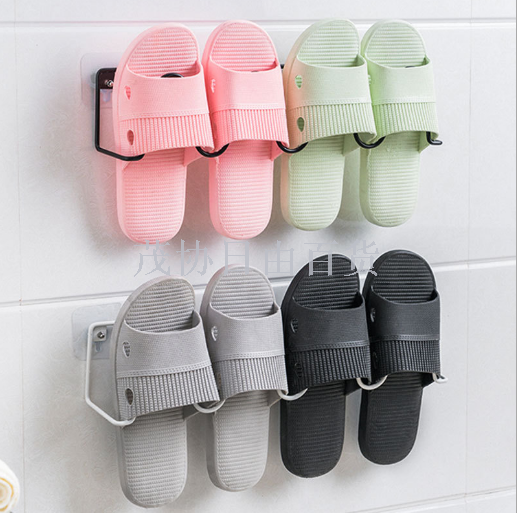 Bathroom slipper rack bathroom wall rack toilet door behind the shoes hanging non-perforated slippers rack shoes rack