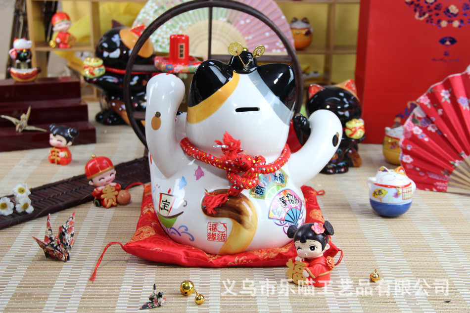 New fortune cat 11 inches eight into fortune cat business thriving piggy bank store gift, 86115