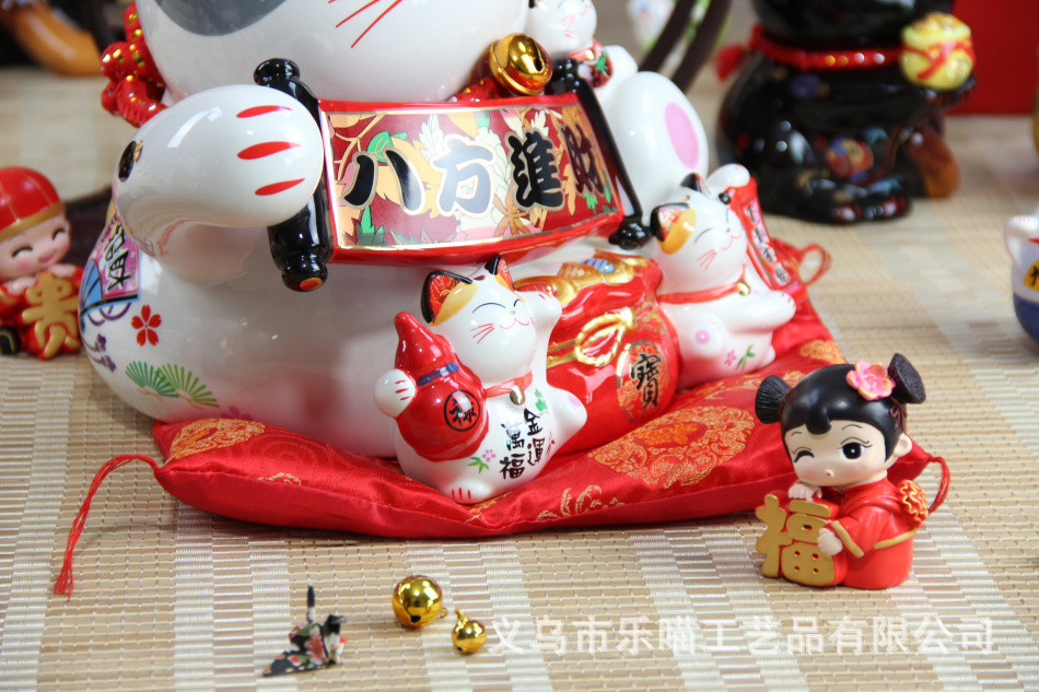 New fortune cat 11 inches eight into fortune cat business thriving piggy bank store gift, 86115