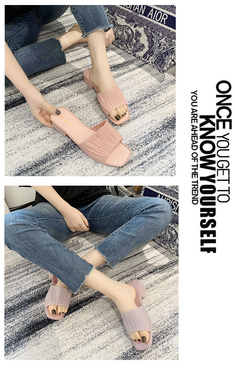 Spring New Casual One-Word Wedge Beach Slippers Fashion PVC Plastic Slipper Women's Outer Wear Wholesale Spring New Casual One-Word Wedge Beach Slippers Fashion PVC Plastic Slipper Women's Outer Wear Wholesale