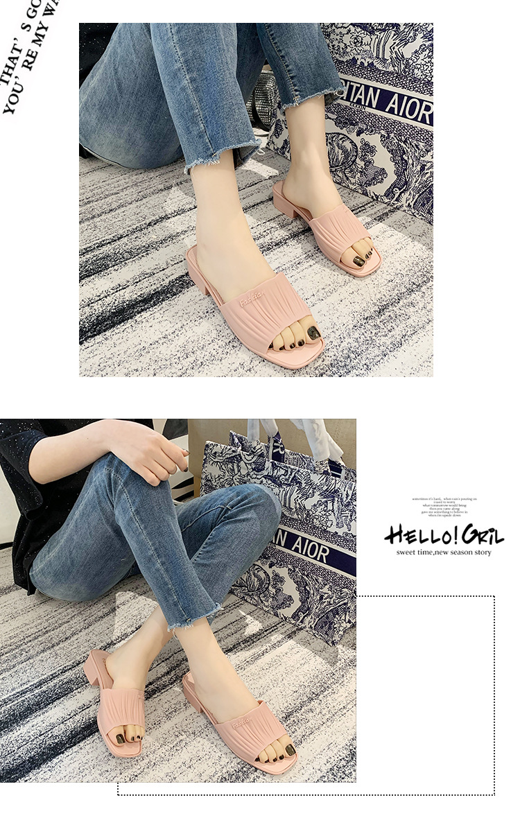 Spring New Casual One-Word Wedge Beach Slippers Fashion PVC Plastic Slipper Women's Outer Wear Wholesale Spring New Casual One-Word Wedge Beach Slippers Fashion PVC Plastic Slipper Women's Outer Wear Wholesale