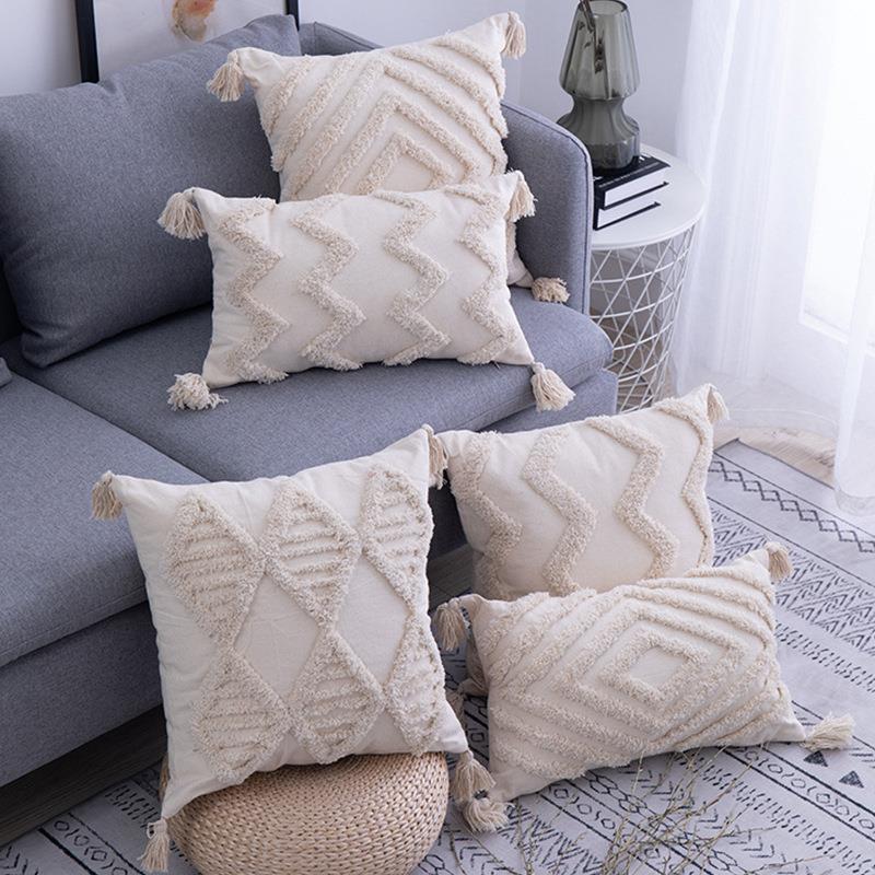 Cross-Border Supply Tufted Morocco Sofa Cushion Cover Cushion Ins Retro Style Pillow Cover Furniture Factory Supply