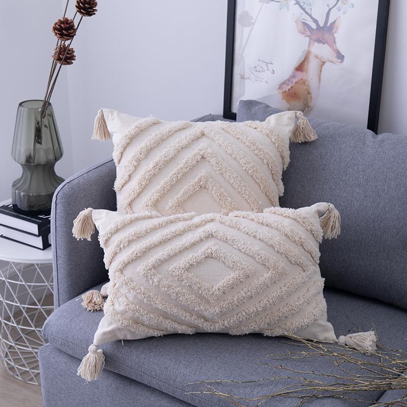 Cross-Border Supply Tufted Morocco Sofa Cushion Cover Cushion Ins Retro Style Pillow Cover Furniture Factory Supply