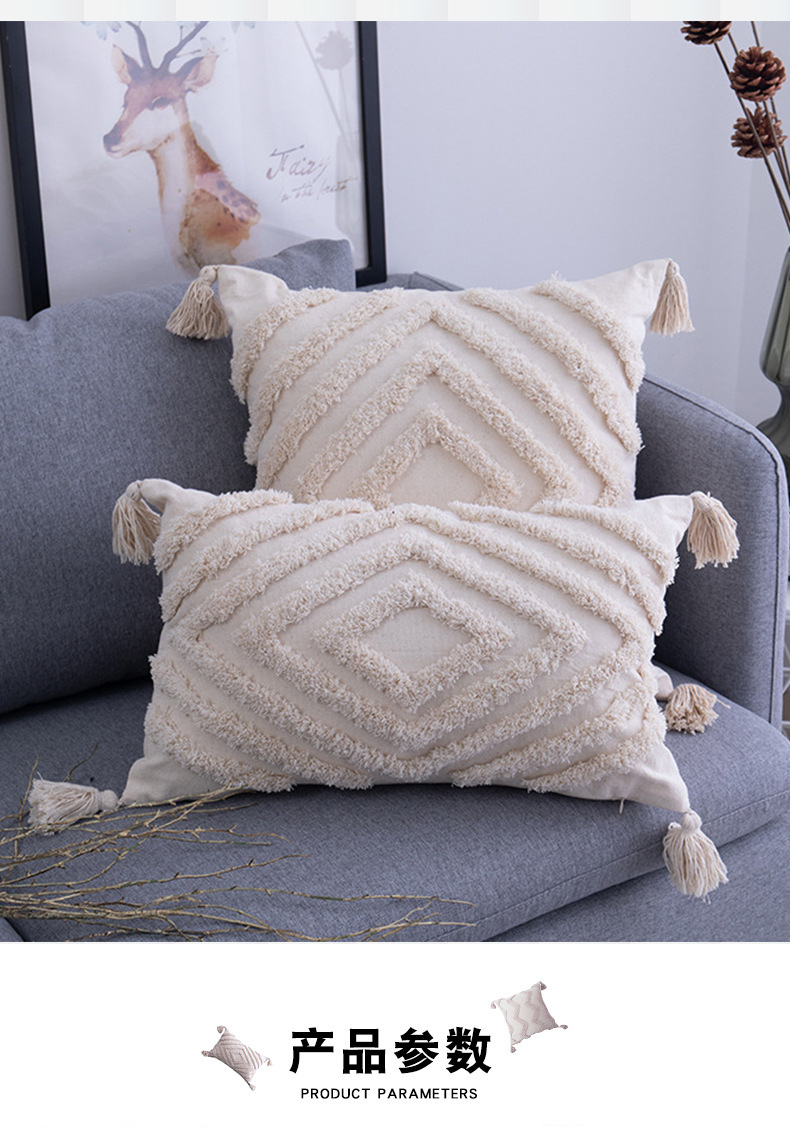 Cross-Border Supply Tufted Morocco Sofa Cushion Cover Cushion Ins Retro Style Pillow Cover Furniture Factory Supply
