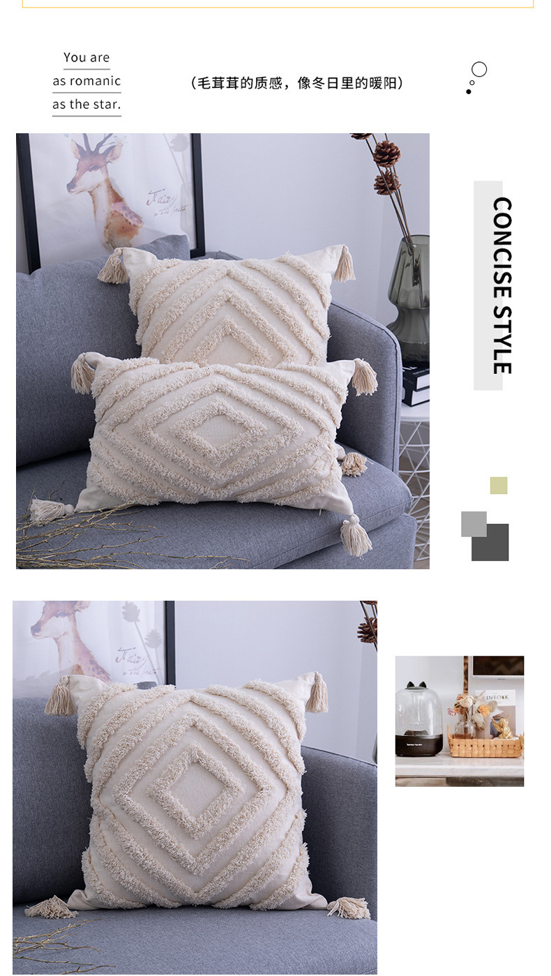 Cross-Border Supply Tufted Morocco Sofa Cushion Cover Cushion Ins Retro Style Pillow Cover Furniture Factory Supply