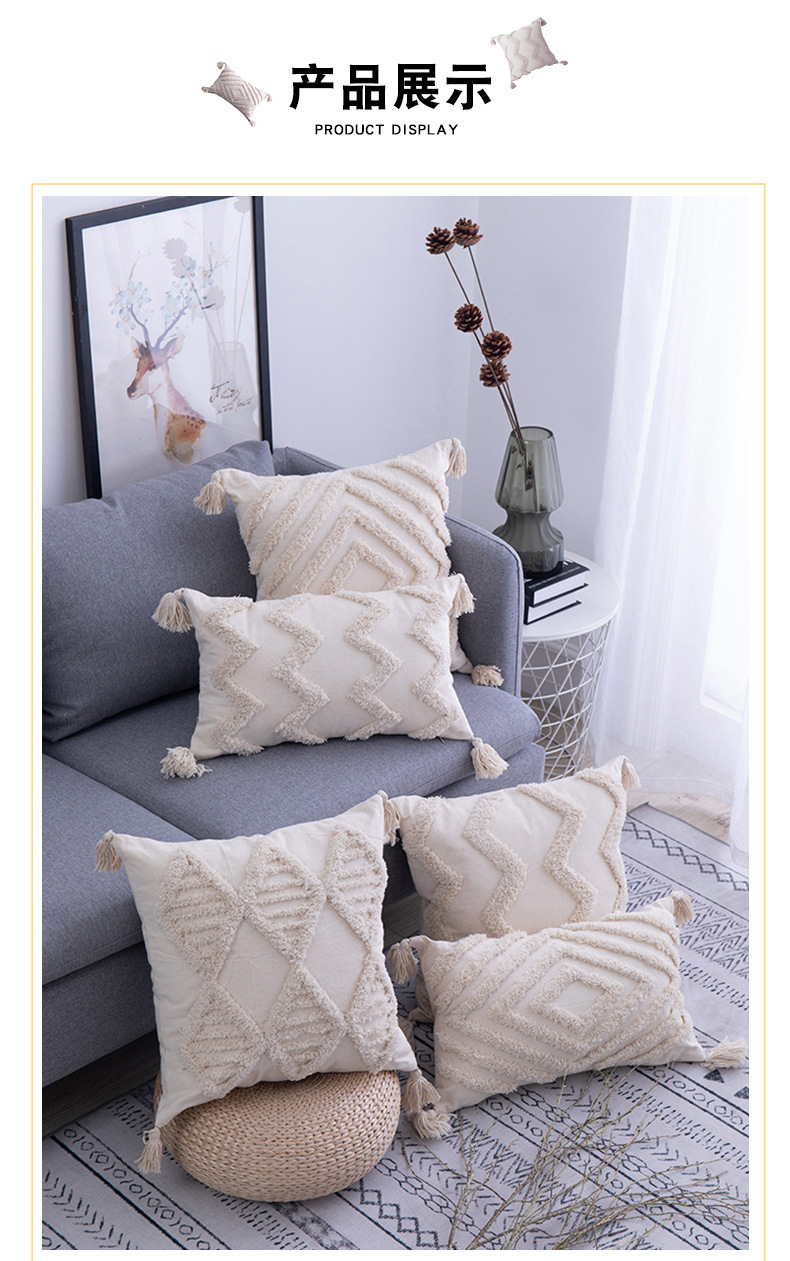 Cross-Border Supply Tufted Morocco Sofa Cushion Cover Cushion Ins Retro Style Pillow Cover Furniture Factory Supply