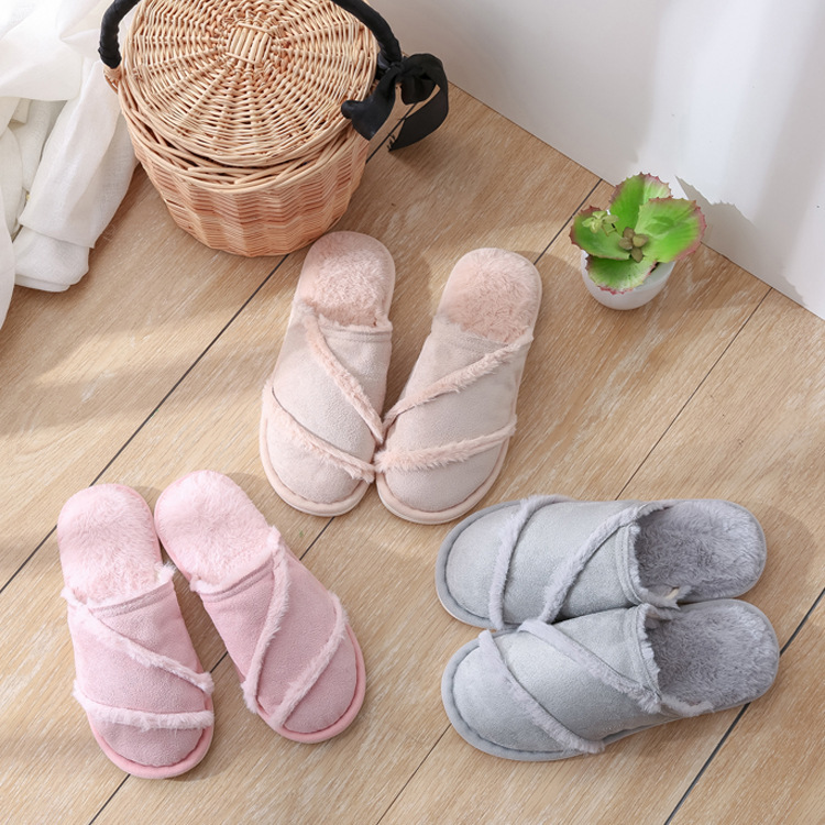 Wholesale Japanese Foreign Trade Home Spring, Autumn and Winter Floor Indoor Non-Slip Warm Furry Soft Soled Cotton Slipper Men and Women Couple
