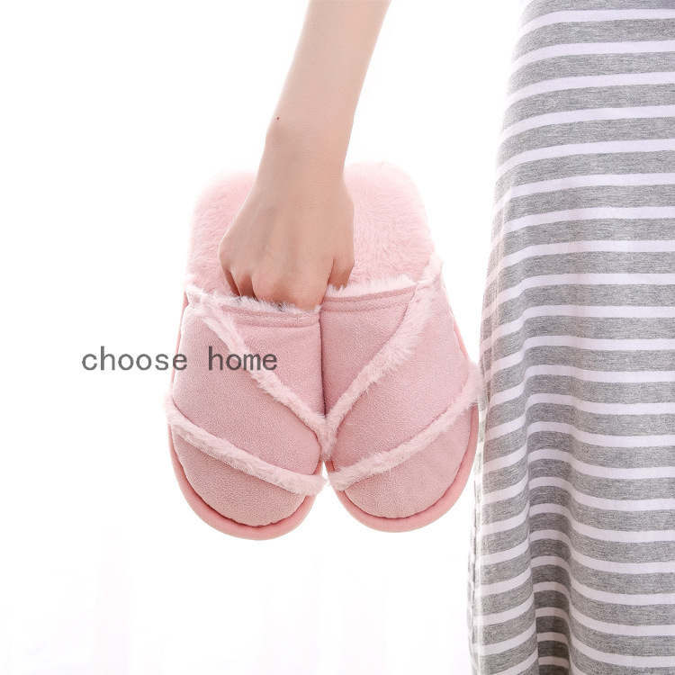 Wholesale Japanese Foreign Trade Home Spring, Autumn and Winter Floor Indoor Non-Slip Warm Furry Soft Soled Cotton Slipper Men and Women Couple